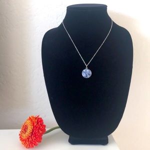 Round Lapis Stone Pendant Necklace